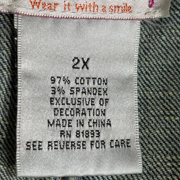 Deadstock Y2K Quacker Factory Embellished Denim Maxi Skirt Rhinestone Details - Picture 9 of 11